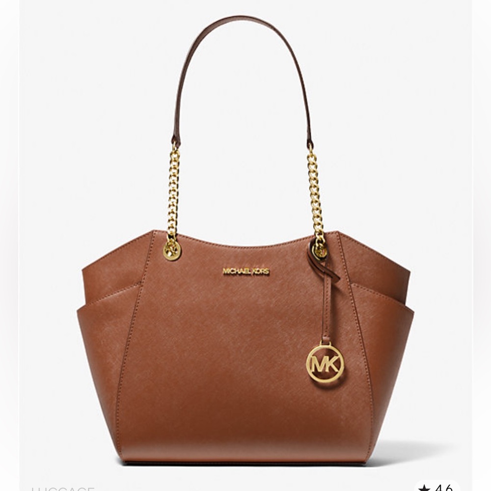 Michael Kors Jet Set Large Shoulder Bag with Gold Accents (color- luggage) NWT